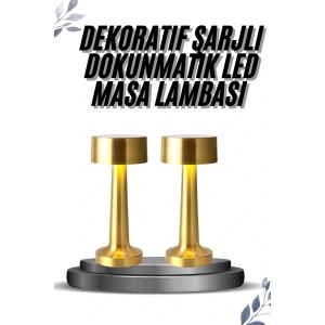 Kablosuz Renkli Masa ve Gece Lambası Altın Rengi Dokunmatik Led Lamba