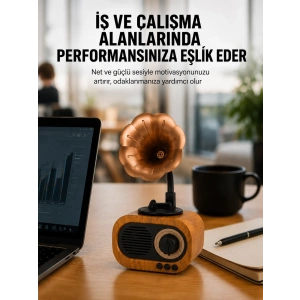 Kablosuz Retro Radyo Hoparlör 5W Güçlü Ses USB Hafıza Kart Destekli