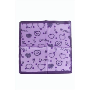 Kalp Yıldız Desenli Zr Şifon Fular 50*50 cm