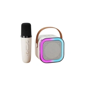 Karaoke Kablosuz Hoparlör Mikrofonlu Rgb Işıklı Bluetooth Speaker Tf Kart/usb Beyaz