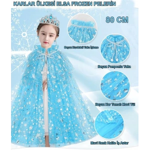Karlar Ülkesi Elsa Frozen Mavi Pelerin – 80 cm Çocuk Pelerini