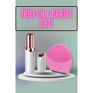 KAŞ BIYIK VE YÜZ EPİLASYON ALETİ VE TİTREŞİMLİ YÜZ TEMİZLEME MASAJ ALETİ İKİLİ SET