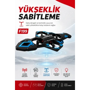 Katlanabilir Tasarımlı Uzaktan Kumandalı Drone 360 Derece Dönüş Ve Işıklı Uçuş Özellikli