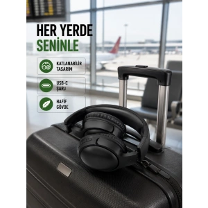Katlanabilir USB-C Şarjlı Bluetooth Kulaklık