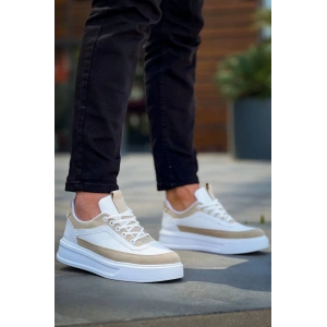 KB-006 Kuback Beyaz Cilt Bej Süet  Yüksek Taban Bağcıklı Günlük Erkek Ayakkabı