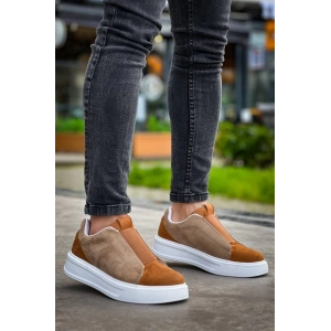 KB-007  Kuback  Vizon Taba Yüksek Taban Tek Bant Bağcıksız Günlük Erkek Ayakkabı