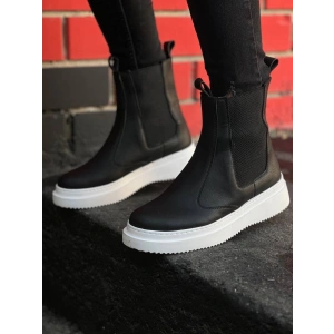 KB-0992  Kuback Siyah Cilt  Yüksek Taban  Lastikli Erkek Bot