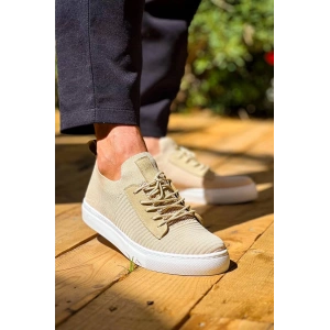 KB-110  Kuback Bej Triko Yüksek Taban Bağcıklı Günlük Erkek Ayakkabı
