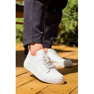 KB-110  Kuback Beyaz Triko Yüksek Taban Bağcıklı Günlük Erkek Ayakkabı