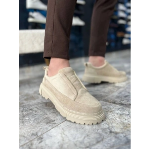 KB-703 Kuback Bej Süet Lastikli Günlük Erkek Ayakkabı