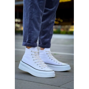 KB-CX-3 Kuback Uzun Beyaz Keten Beyaz Yüksek Taban Spor Ayakkabı