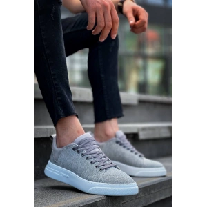 KB-X204 Kuback Gri Keten Beyaz Yüksek Taban Günlük Erkek Spor Ayakkabı