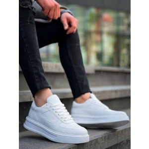 KB-X8 Kuback Beyaz Cilt Beyaz Yüksek Taban Günlük Spor Ayakkabı