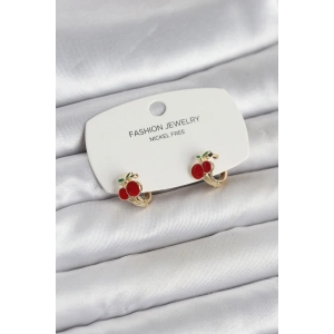 Kiraz Model Gold Renk Pirinç Çocuk Küpe