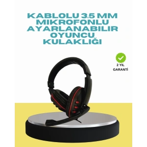Kırmızı Işıklı Oyun Kulaklığı Kablolu Mikrofonlu Profesyonel