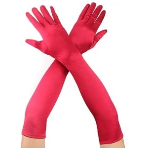Kırmızı Renk Dirseğe Kadar Uzun Kumaş Eldiven 40 Cm Bx40