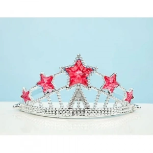 Kırmızı Yıldız Taşlı Plastik Elsa Tacı Çocuk Boy