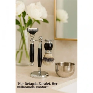 Koleksiyon Tıraş Seti – 304 Cerrahi Çelik & Kemik Saplı | Çift Cidarlı Tıraş Tası Icardi Collection