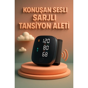 Konuşan Sesli Şarjlı Tansiyon Aleti Profil Kayıtlı Lcd Dokunmatik Ekran