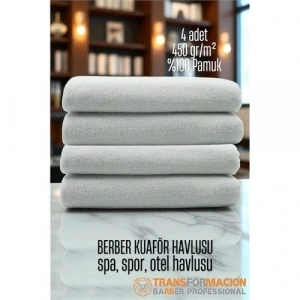 Kuaför Berber Havlusu 4 ADET Pamuk Berber Havlusu 50x90 Beyaz
