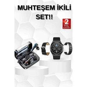 Kulak İçi Kablosuz Bluetooth Kulaklık ve NFC ve GPS Özellikli Akıllı Saat Alarm ve Titreşim