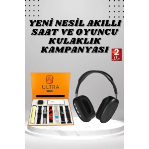 Kulak Üstü Kulaklık Pro9 ve Yeni Nesil Akıllı Saat Android ve İOS Uyumlu ANC Özelliği