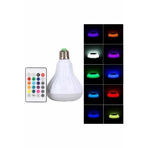 Kumandalı RGB Led Işık Bluetooth Hoparlör Ses Lambası Renkli Ampul