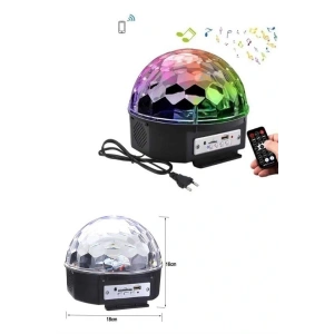 Led Işık Disko Topu Bluetooth Hoparlörlü USB Müzik Çalar Kumandalı