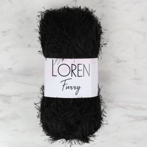 Loren Furry Siyah El Örgü İpi - RF1001 - 34066