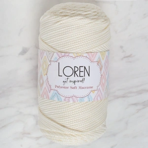 Loren Polyester Soft Macrame Krem El Örgü İpi - LM003 - 34427