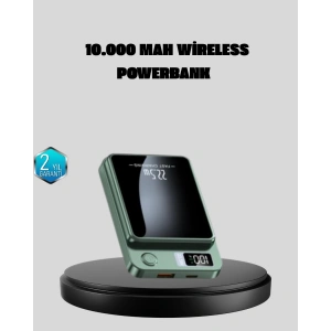 MagSafe Powerbank 10.000 mAh Kablosuz ve Dijital Ekranlı Hızlı Şarj Cihazı