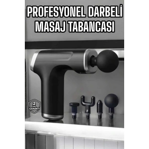 Masaj Tabancası 4 Başlıklı Kas ve Vücut Ağrıları İçin Şarjlı Darbeli
