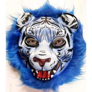 Mavi Saçlı Kaplan Maskesi Kurt Maskesi Mega Peluş 27 No