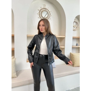 Mevsimlik deri ceket siyah st255510