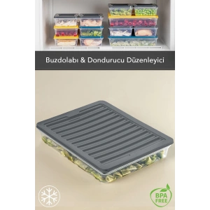 Mikrodalga Uyumlu Saklama Kabı Erzak Kabı Antrasit 1 X 2400ml