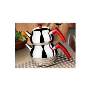 MİNİ 2LT KÜÇÜK BOY KÜRE ÇELİK ÇAYDANLIK SETİ - ÜST: 0.75LT - ALT: 1.4LT (5047)