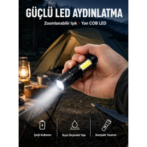 Mini Boy LED El Feneri - 2000 Lümen, Su Geçirmez Tasarım Yeni Nesil