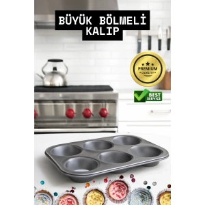 Mini Çocuklar İçin Cupcake Fırın Kalıbı 6 Büyük Bölmeli Muffin Kek Kalıbı