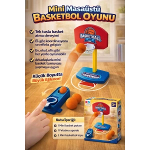 Mini Masaüstü Basketbol Oyunu – Tek Tuşlu Fırlatma, 2 Toplu, Eğitici & Eğlenceli