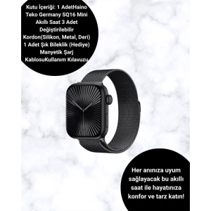 Mini Series 10 Akıllı Saat | 3 Kordon + Bileklik Hediyeli, Tüm Telefonlarla Uyumlu
