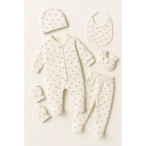 Minik Kalpler Sevimli Yenidoğan 5 Parça Hastane Çıkışı Seti - Yumuşacık Pamuklu Zıbın Takımı