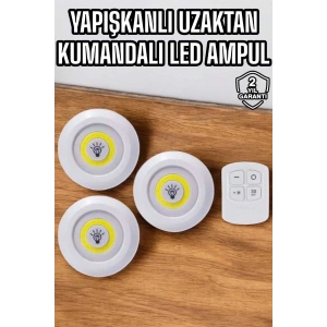 Mutfak Dolap Altı Işığı Uzaktan Kumandalı Yapışkanlı Kablosuz Pilli