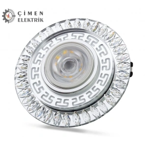 NOAS YL65 1757 FLORA Led Çerçeveli 4000K + Mavi Yuvarlak Kristal Cam Spot Kasa - Priz ve Anahtar İçin Uyumlu Çerçeve