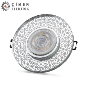 NOAS YL65 1767 İris LED Çerçeveli 4000K Yuvarlak Kristal Cam Spot Kasa - Priz ve Anahtar İçin Uyumlu Çerçeve