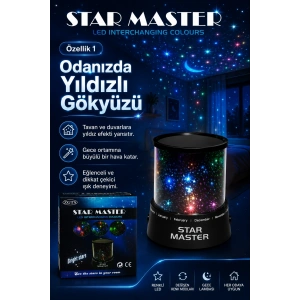 Oda İçin Yıldız Efektli LED Gece Lambası Renkli Işık Yansıtan Dekoratif Projektör