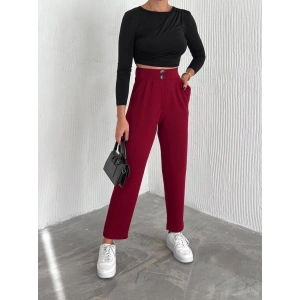 örme krep pantolon çift düğmeli