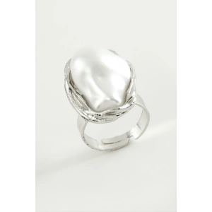 Oval İnci Metal Yüzük