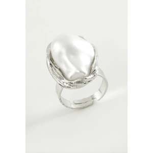 Oval İnci Metal Yüzük