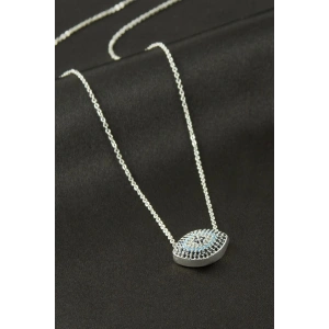 Oval Zirkon Taşlı Kolye