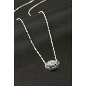 Oval Zirkon Taşlı Kolye
